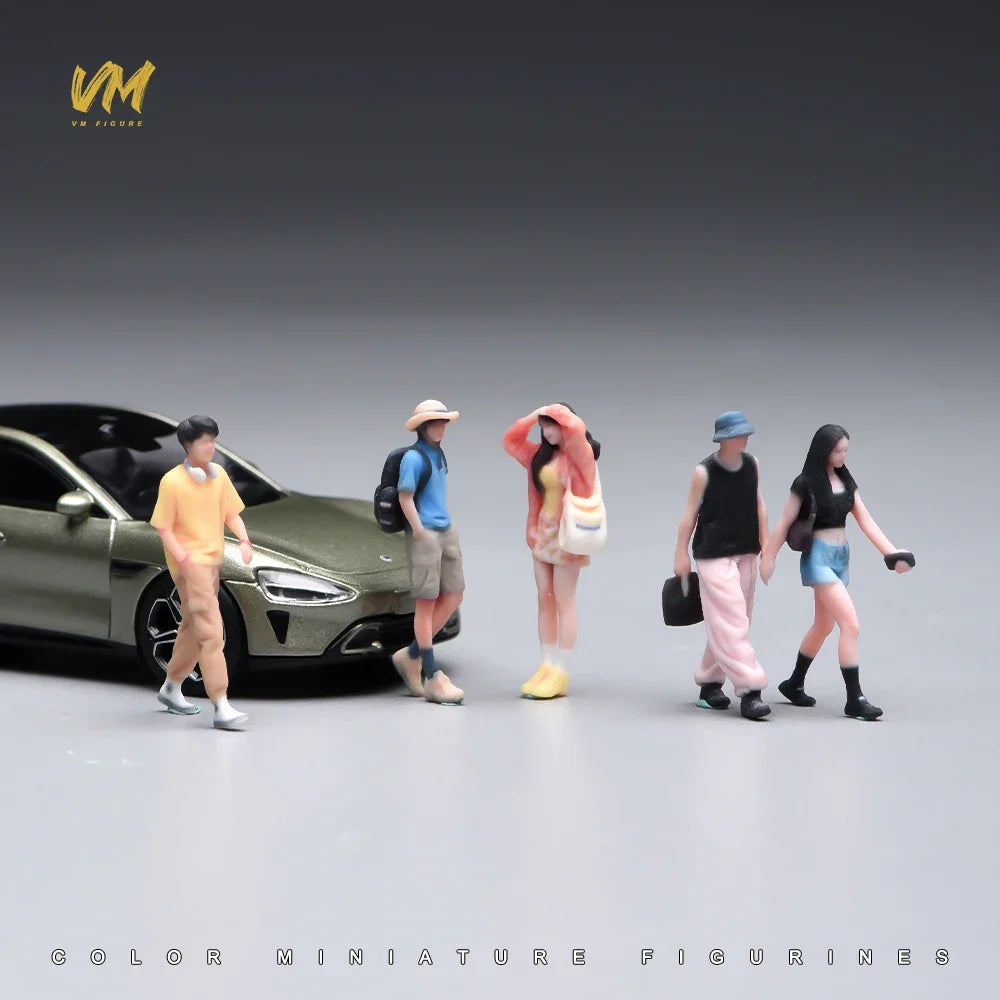 3D Miniature Figures - 1/64 Scale Racer Photographer Casual People Scene Props Model Ornaments for Vehicle Decor
