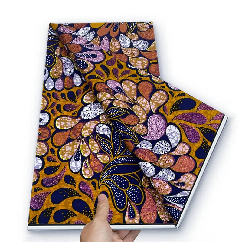 Grand African Glitter Wax Fabric - 6 Yards Soft Cotton Ankara Print Material for Nigerian Clothing