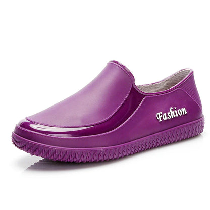 Women’s Fashion Mid-Tube Rain Boots – Wear-Resistant, Waterproof Rubber Shoes with Thick Sole, Non-Slip & Cotton Lining