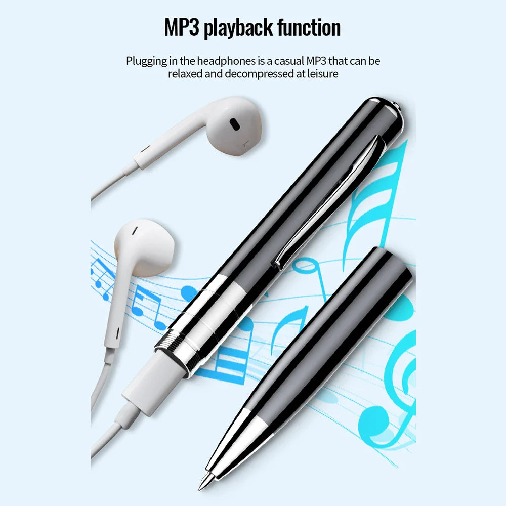 Digital Voice Recorder — 64GB/128GB Portable Professional Sound Dictaphone, Voice-Activated Audio Recording Pen & MP3 Player