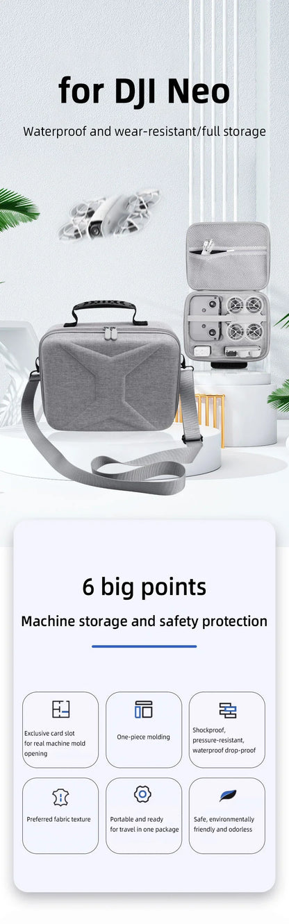 Carrying Case for DJI NEO Drone – Hard PU Waterproof Travel Case for Fly More Combo & Accessories