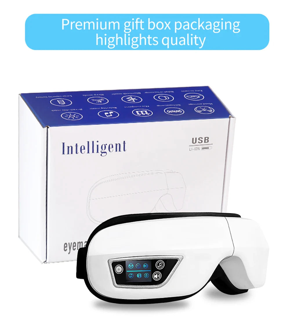 6D Smart Vibration Eye Massager – Hot Airbag Compress, Bluetooth Music Sleep Mask for Eye Relaxation & Fatigue Care