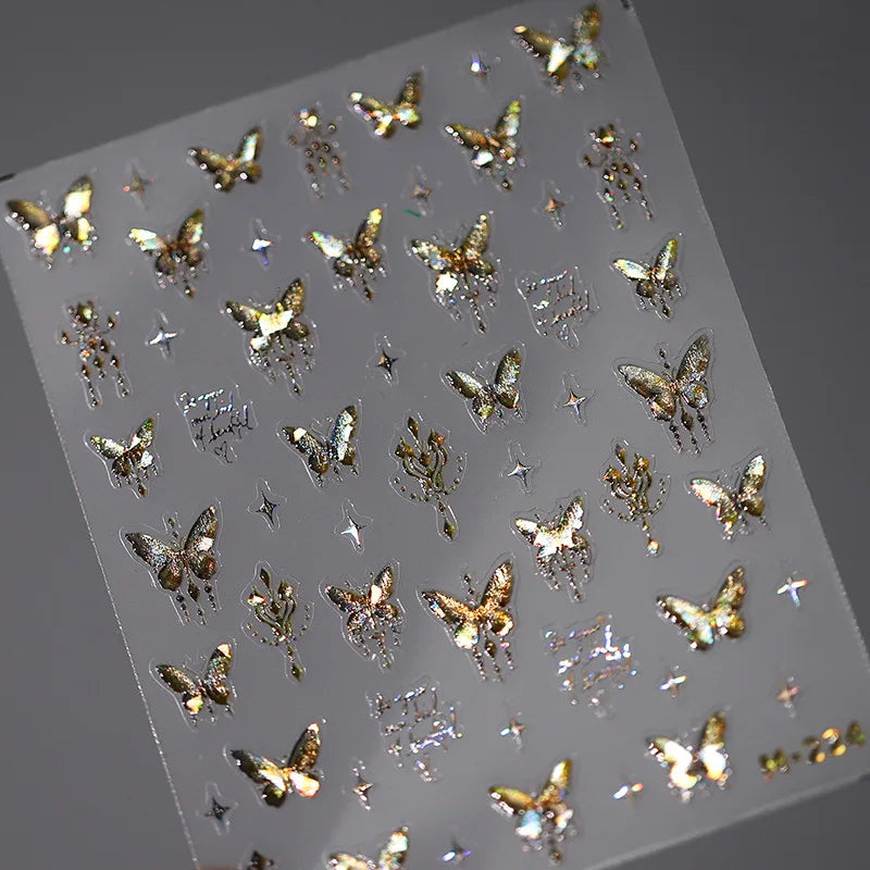 5D Glitter Butterfly Nail Sticker – Kawaii Aurora Nail Art Decal for DIY Manicure & Nail Decorations