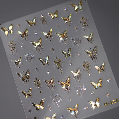 5D Glitter Butterfly Nail Sticker – Kawaii Aurora Nail Art Decal for DIY Manicure & Nail Decorations