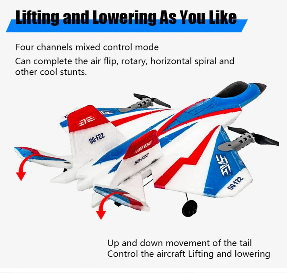 RC F22 Stunt Plane — 2.4G Remote Control 3D Glider Airplane EPP Foam Toy for Kids