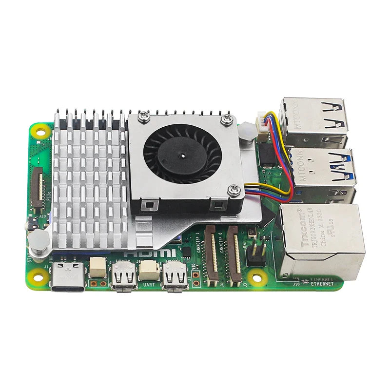 Raspberry Pi 5 Active Cooler — Aluminum Heatsink with PWM Adjustable Fan, Black/Silver/Blue Cooling Radiator for Pi 5