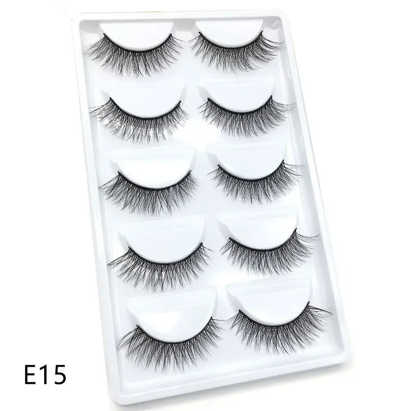 5 Pairs 3D Real Mink False Eyelashes – Soft Natural Look Eyelash Extensions for Makeup & Daily Wear