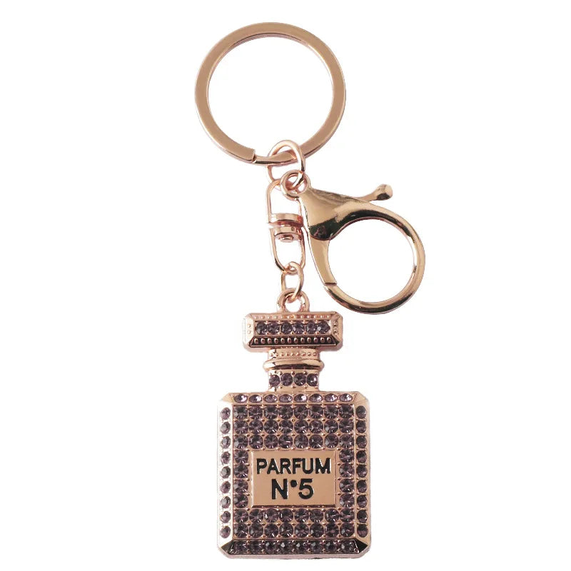 Creative Rhinestone Car & Bag Keychain — Full Diamond Perfume Bottle Pendant for Women’s Accessories