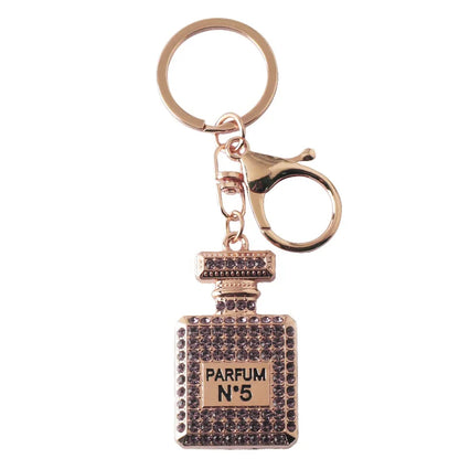 Creative Rhinestone Car & Bag Keychain — Full Diamond Perfume Bottle Pendant for Women’s Accessories