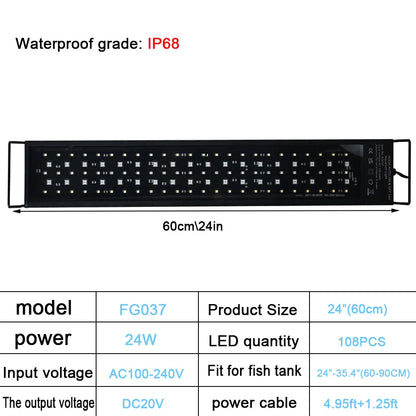 24/7 Full Spectrum Aquarium LED Light – Adjustable Brightness with Timer for Fish Tanks & Aquariums Decoration