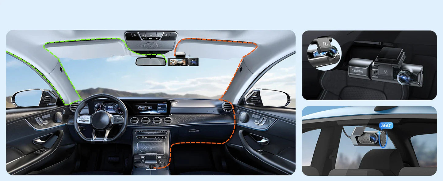 AZDOME M550 Pro 4K Car DVR Dash Cam – WiFi 5.8GHz, Front/Cabin/Rear Cameras, GPS, Night Vision & Parking Monitor