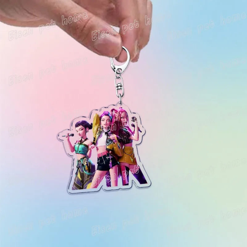 Kpop Demon Hunters Huntrix Saja Boys Keychain Bag Charm Rumi Zoey Jinu Ramen Keyring Fans Gift