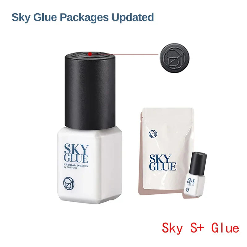 Sky Glue Eyelash Extension Adhesive 5ml – Fast-Drying 0.5s False Lash Glue with Makeup Bag