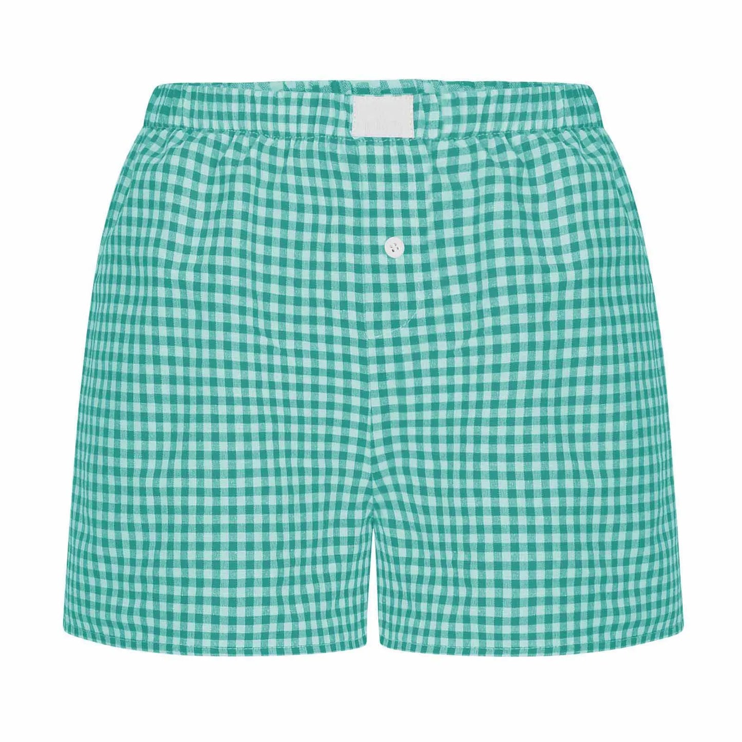Women’s Teen Girls Elastic Waist Pull-On Red & Blue Plaid Casual Lounge Summer Shorts