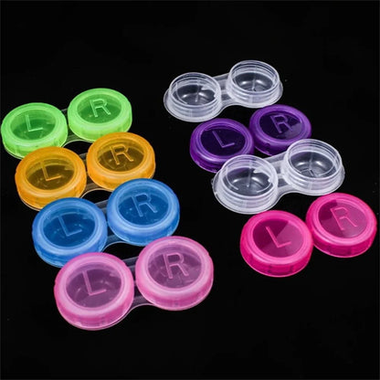 Colorful Clear Contact Lens Case Travel Kit – Portable Soak Storage Holder Container (Random Color)