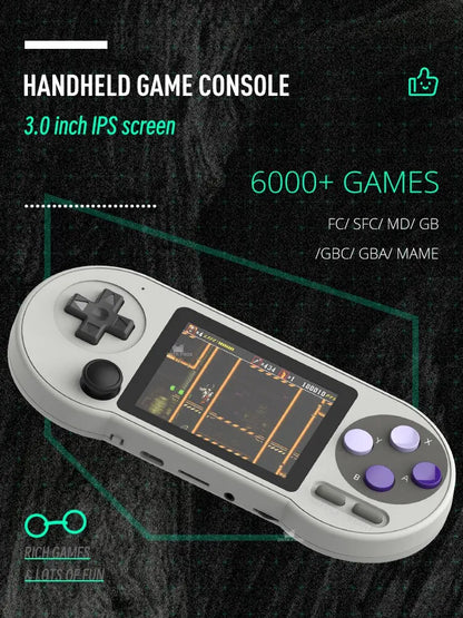 DATA FROG SF2000 Portable Handheld Game Console - 3 Inch IPS Screen - Built-in 6000 Retro Video Games - Fun for Kids