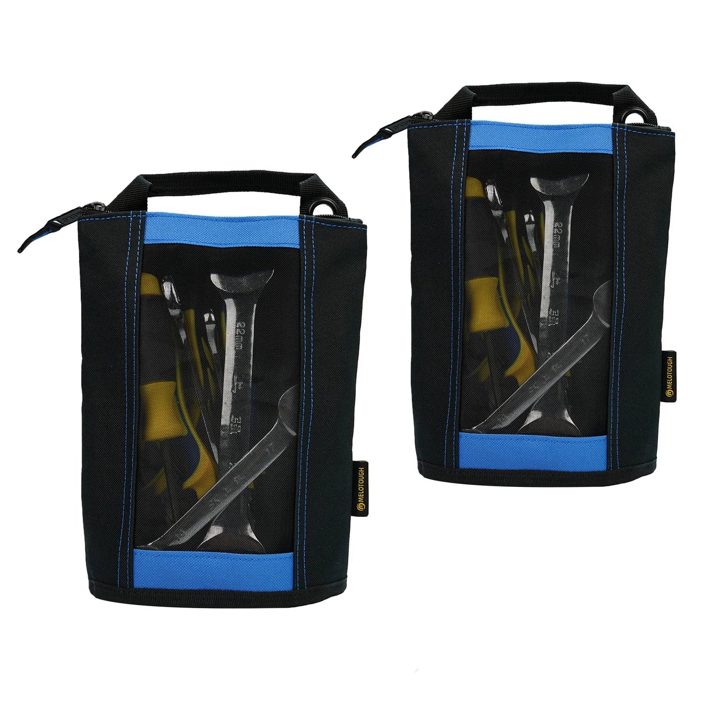 MELOTOUGH Canvas Tool Pouch | 2-Pack Zipper Bags with Mesh Window & Hanging Grommets
