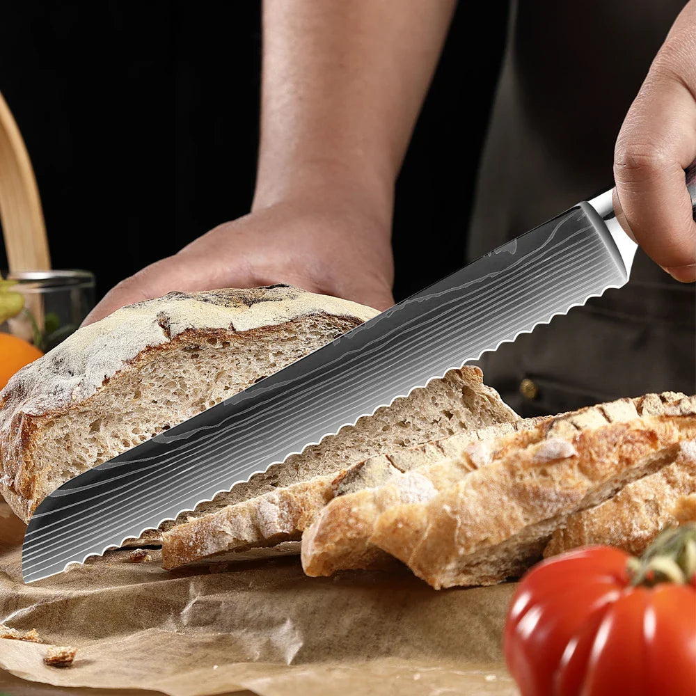 XITUO Kitchen Knife Set - 1-9PCS 7Cr17Mov Stainless Steel Chef, Santoku & Fruit Knives with Ergonomic Pakkawood Handle