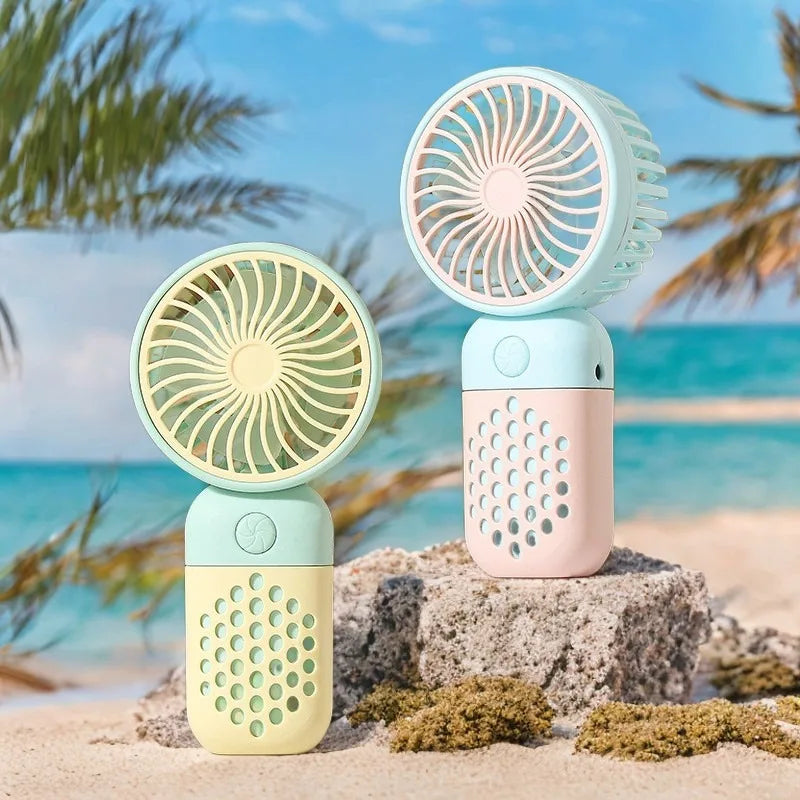 Mini Cartoon USB Handheld Fan – Portable Pocket-Sized Charging Fan for Home, Office, Outdoor & Student Dorm Use