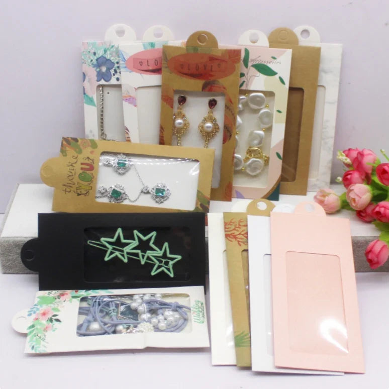 50PCS Marble Pattern Jewelry Display Boxes – DIY Window Gift Boxes with Hanger for Wedding & Thank You Gifts