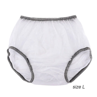 PVC Adult Diaper Cover – Transparent Waterproof Elastic Waist Shorts for Men & Women