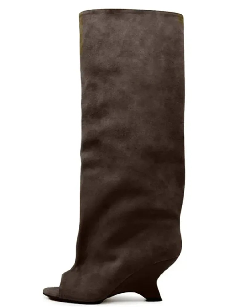 Women’s Knee-High Open Toe Boots 34-44 - 2026 Spring/Summer Chunky High Heel Fashion Boots