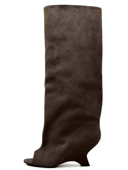 Women’s Knee-High Open Toe Boots 34-44 - 2026 Spring/Summer Chunky High Heel Fashion Boots
