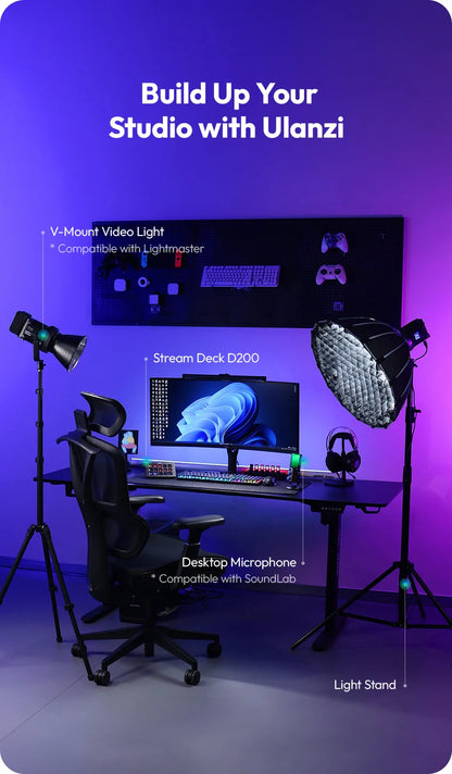 Ulanzi D200 Live Streaming Controller – 13 LCD Keys for Vlog, Content Creation, Photo & Video Editing, Gaming, Office Work