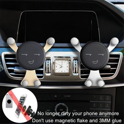 Gravity Car Phone Holder – Air Vent Clip with Smile Face Bear, Mobile Stand for iPhone, Samsung, and GPS Devices