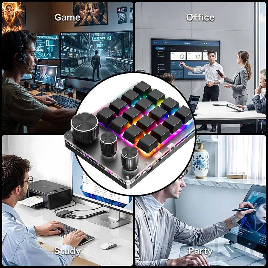 Custom Mechanical Gaming Keyboard - 2.4G Bluetooth USB Macro Keypad with Volume Knob & Programmable Keys