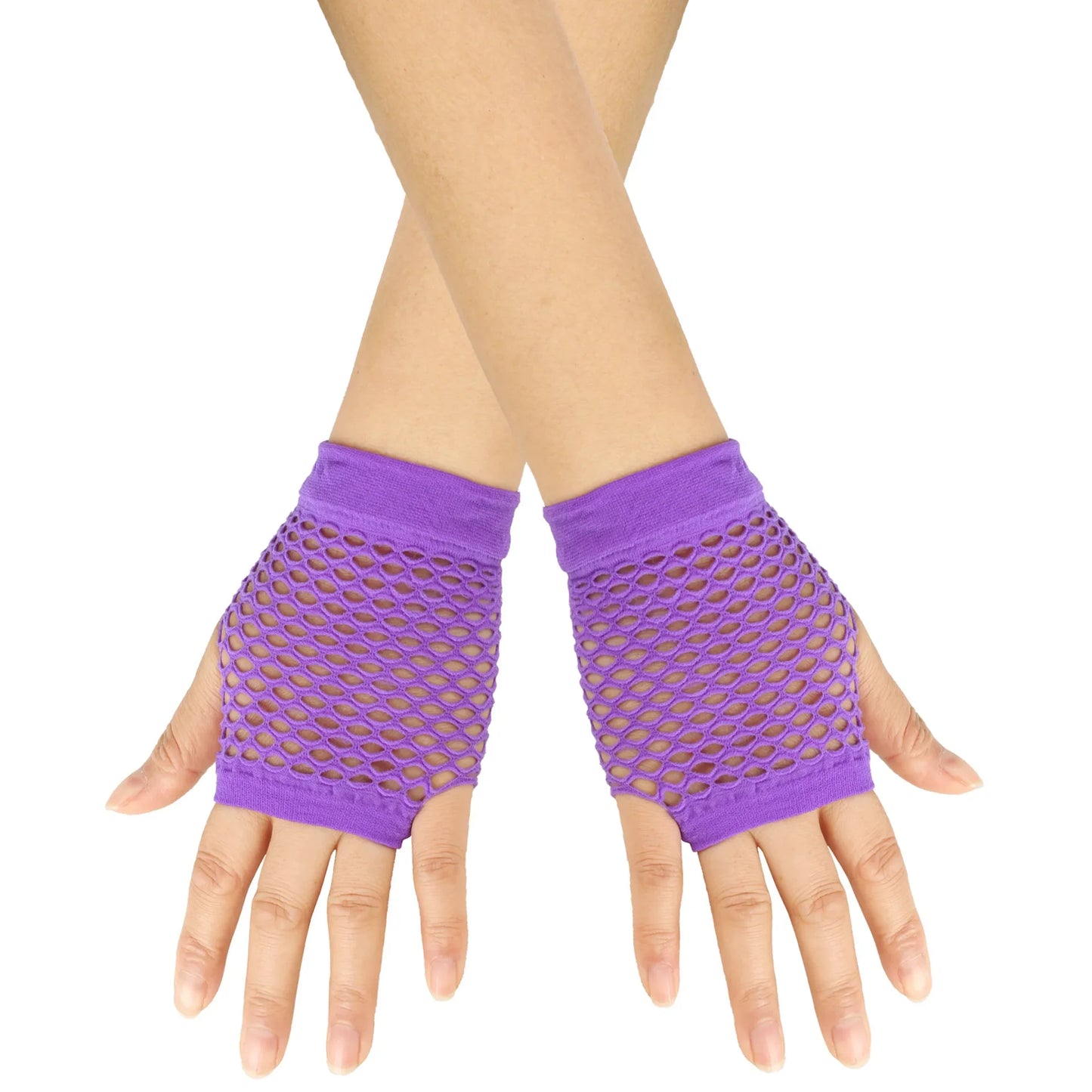 Solid Color Fingerless Mesh Gloves – Short Fishing, Party & Dance Gloves