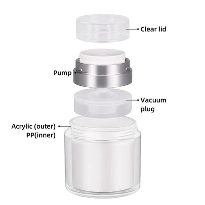 15/30/50g Empty Airless Pump Jar — Refillable Acrylic Vacuum Bottle for Makeup, Lotion & Cosmetics
