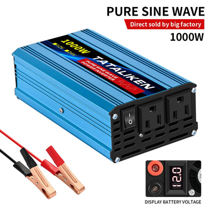 Pure Sine Wave Inverter 5000–10000W – 12V DC to 110V AC Portable Solar & Car Power Converter