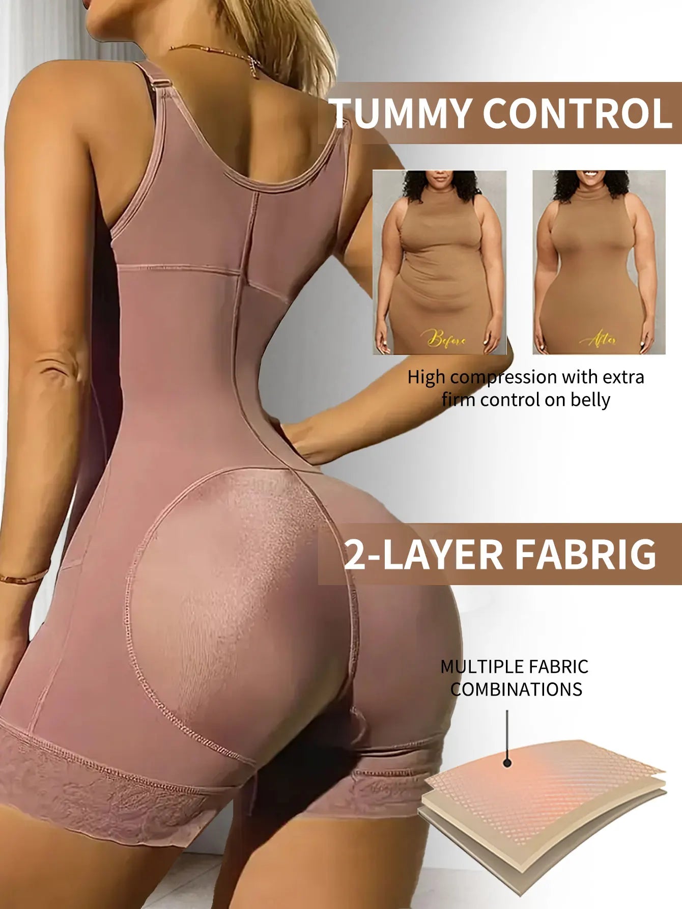 Women’s Postpartum Compression Shapewear Girdle – High Support Body Shaper, Slimming Waist Control & Push-Up Bodysuit for Recovery & Everyday Wear
