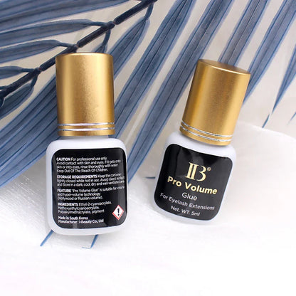 IB Pro Volume Eyelash Extension Glue — 1S Fast-Dry, Long-Lasting Korea Original Strong Cola Adhesive, 5ml for Fake Lashes