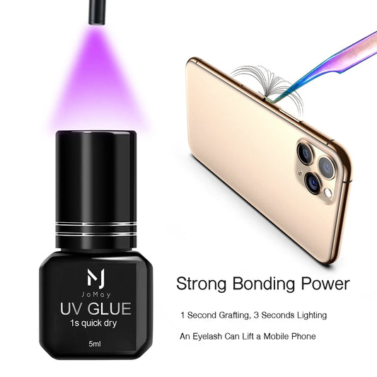 UV Eyelash Glue – Waterproof, Quick-Dry 1-Second Colorless & Odorless Eyelash Extension Adhesive