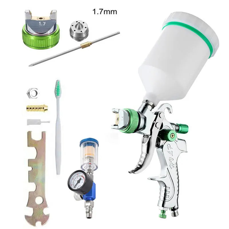 HVLP Professional Spray Gun – 1.4/1.7/2.0/2.5mm Steel Nozzle Gravity Gun for Car Paint | Portable DIY Spray Paint Kit