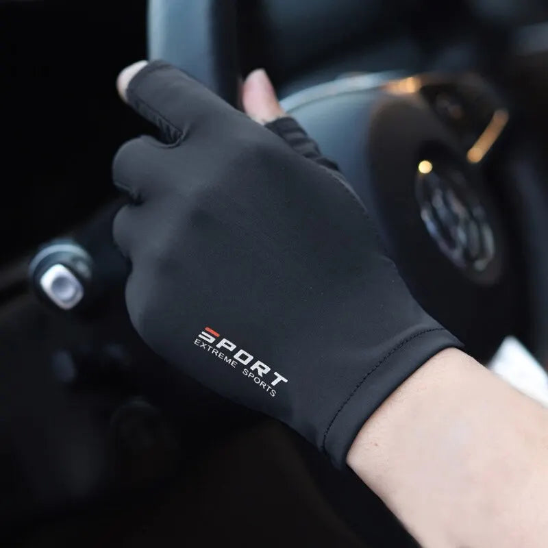 Ice Silk Half-Finger Cycling Gloves - High-Elastic, Comfortable for Men & Women | Outdoor Sports, Fitness, Driving & Fishing