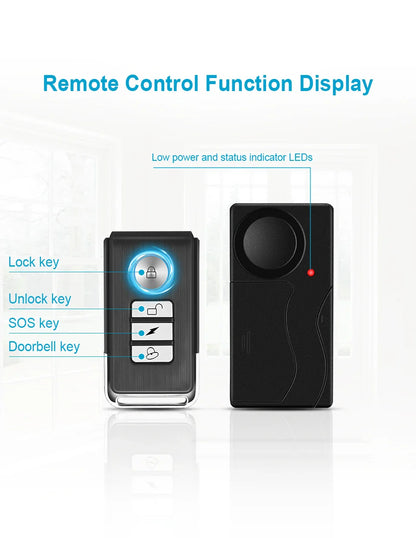 Awapow Wireless 110dB Vibration Bike Alarm with Remote Anti-Theft Home & Window Security