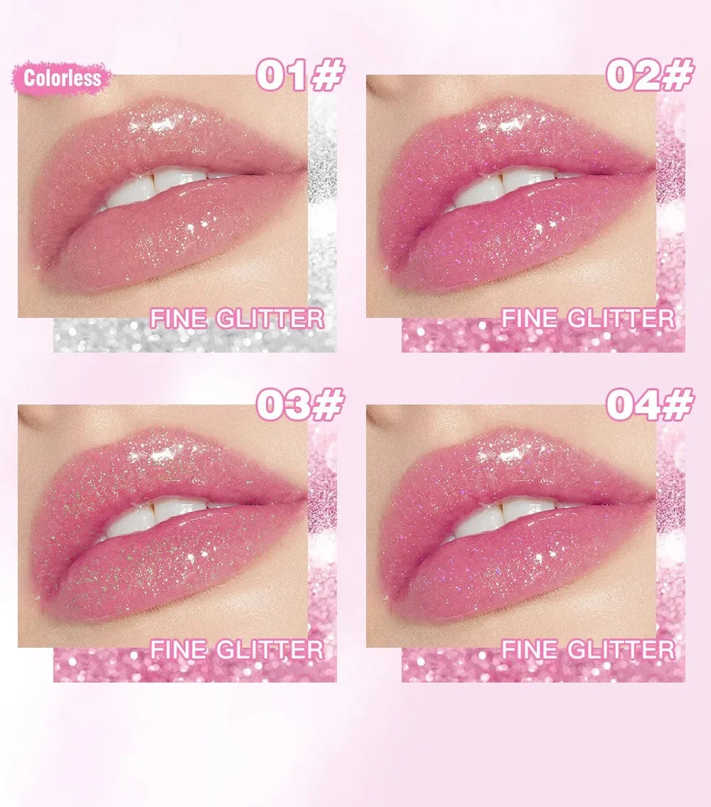 Soft Jelly Color-Changing Lipstick – Glossy Hydrating Glitter Lip Balm with Sparkling Red Shade