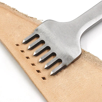Leather Hole Punch Tool - 3/4/5/6mm Spacing Punch for Lacing, Stitching, and Sewing - DIY Leather Craft Tools with 1/2/4/6 Prong Options