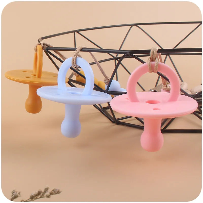 Baby Silicone Pacifier – Soft BPA-Free Soother Nipple for Newborns with Teether Toy & Nursing Pacifier Chain Pendant