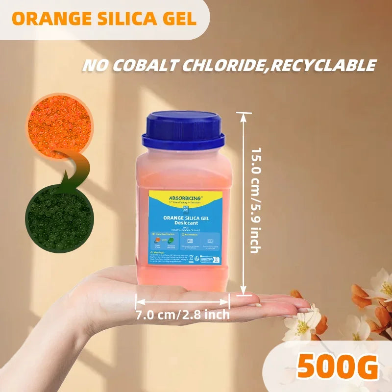 500g Color-Changing Silica Gel Packs — Reusable 3D Printer Desiccant Moisture Absorber for Christmas & Humidity Control