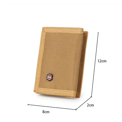 Men's Korean Tri-Fold Coin Purse – 5 Colors, Slim Canvas Wallet, Multifunctional Card Holder