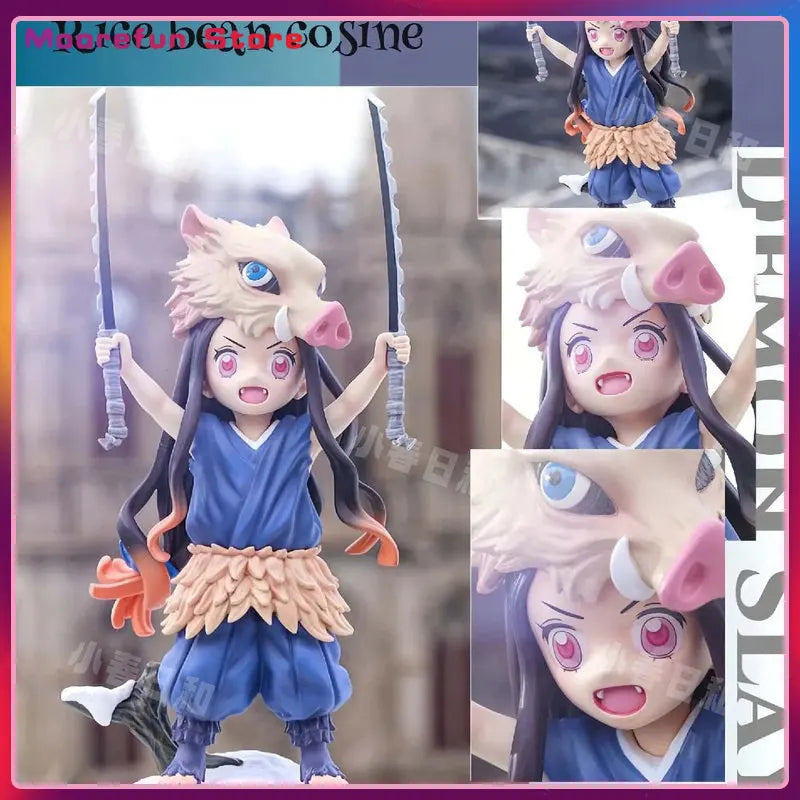 20cm Demon Slayer Anime Figure — Kamado Nezuko & Inosuke PVC Collectible Statue Toy Gift