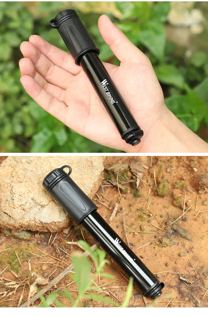 WEST BIKING 130PSI Mini Bike Pump – Portable Aluminum Alloy Hand Air Pump for MTB & Road Cycling, Drop-Proof & Ultralight