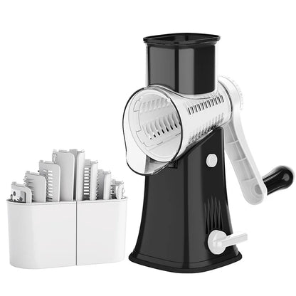 LMETJMA 5-in-1 Rotary Cheese Grater — Vegetable Mandoline, Julienne Slicer & Nut Chopper