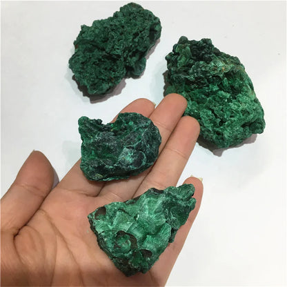 Natural Green Malachite Raw Crystal — Rough Stone Cube Mineral Specimen for Collecting & Home Garden Décor
