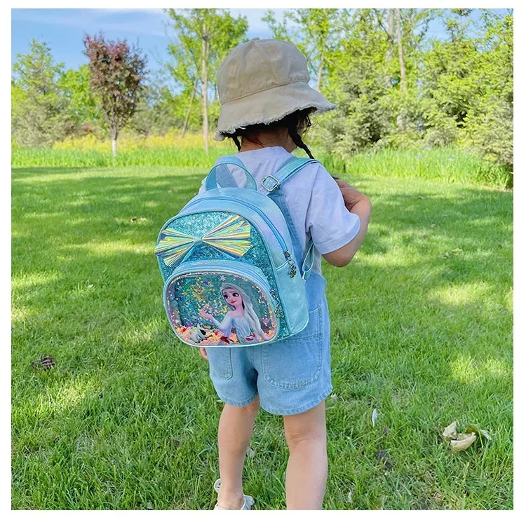 Disney Frozen Elsa & Anna Sequin Backpack - Glitter PU Leather School Bag for Girls, Kawaii Travel Backpack & Christmas Gift