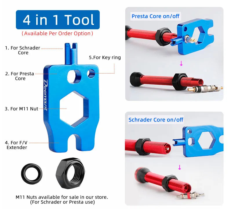 Deemount 2PCS Bicycle Tubeless Schrader Valves — Brass Core CNC Anodized MTB & Road Bike Rim Nipple